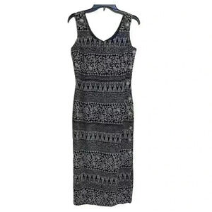 VTG 1980s Dress Sz 10 Santa Fe Geometric Dress, Sleeveless Side Buttons Decor